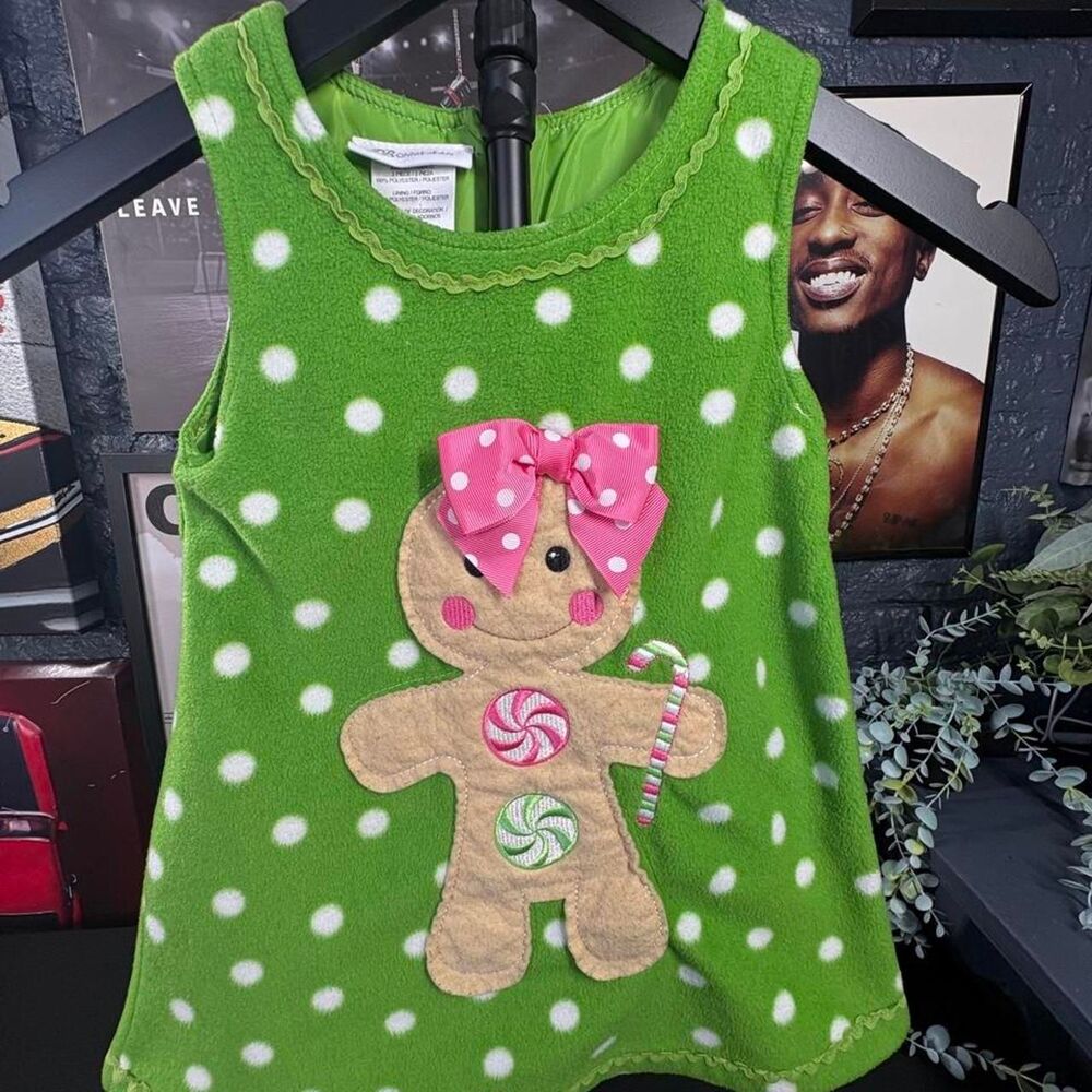 Bonnie Jean Girls Gingerbread Christmas Dress โ Size 2T